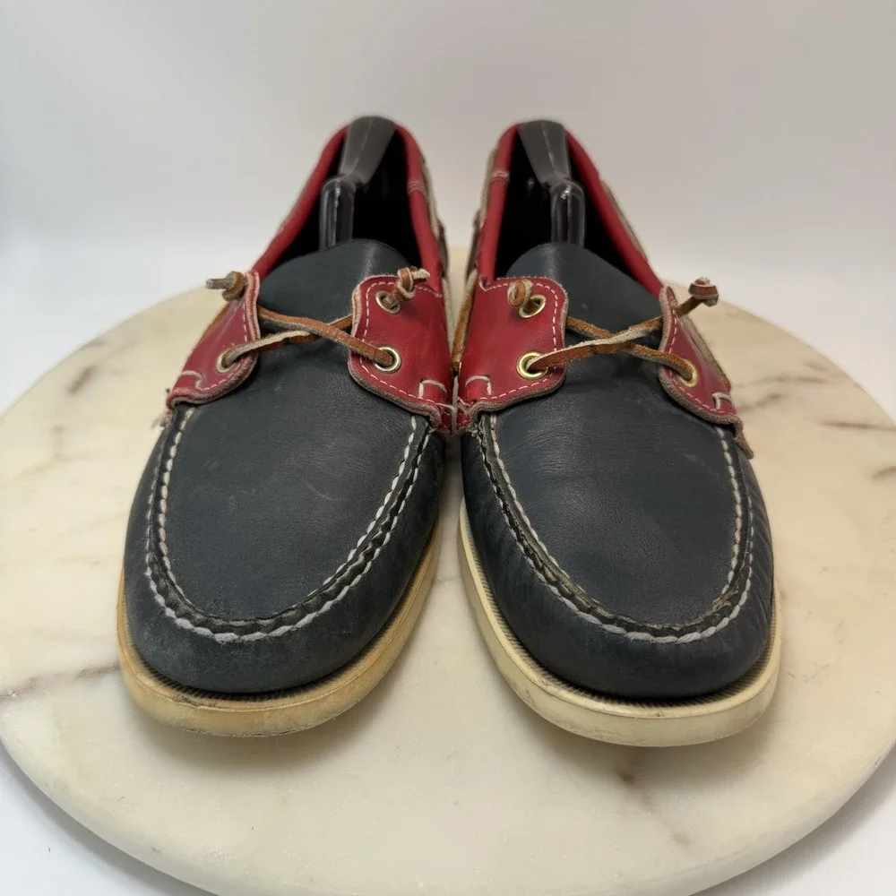 SEBAGO Portland Men's Navy/ Red Leather  Docksides Casual Boat Shoes Loafers 9N